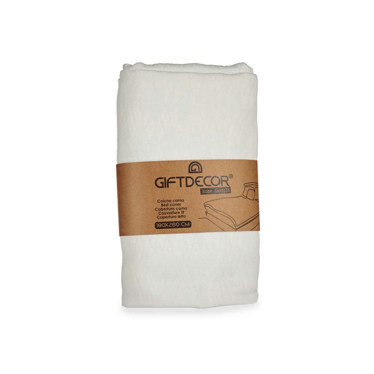 Bedspread (quilt) Gift Decor White 180 x 260 cm Rhombus (4 Units)
